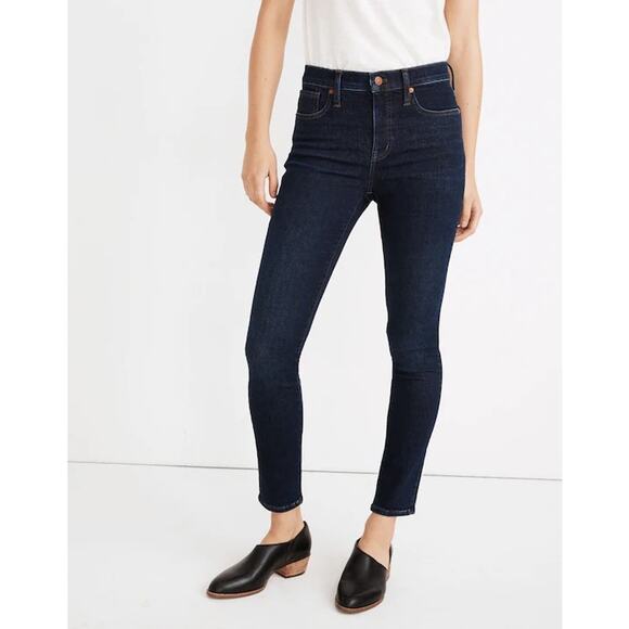 Madewell 9" Mid-Rise Skinny Jeans Orland Dark Wash Tencel Denim Edition Size 27 - Picture 1 of 8